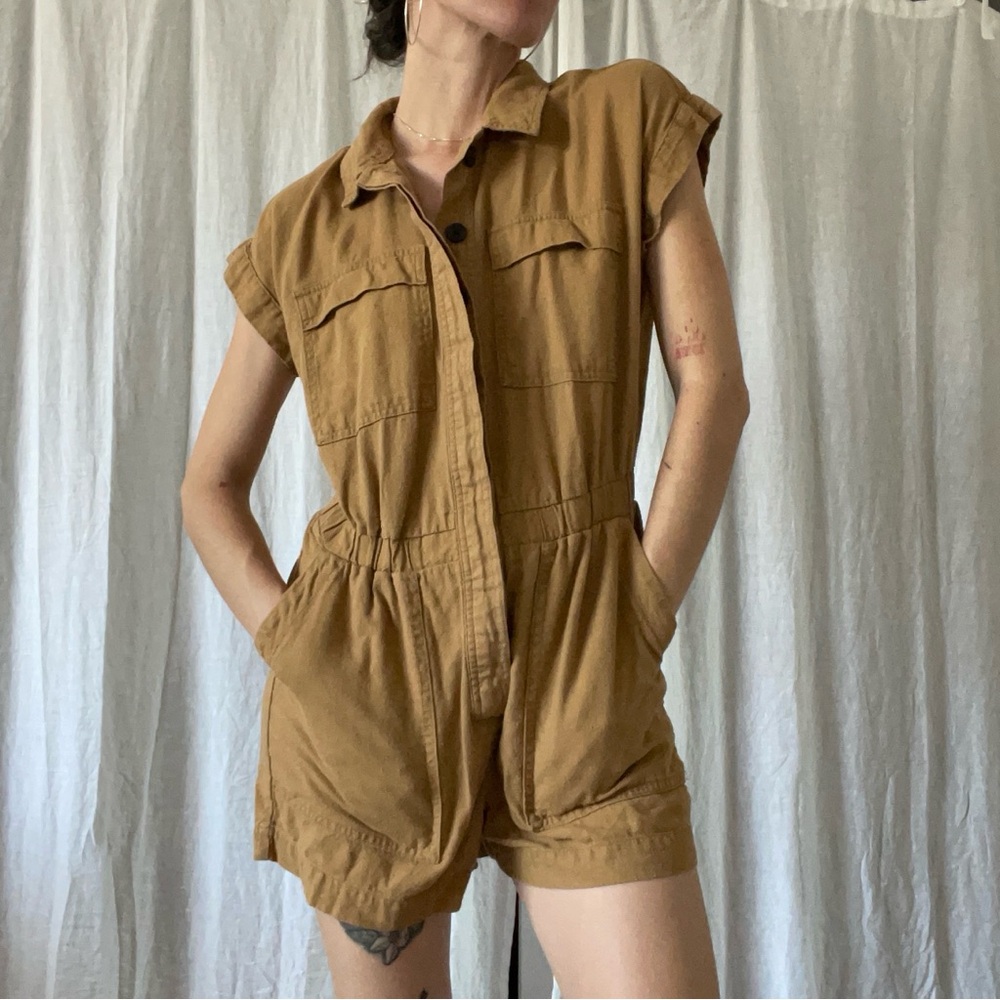 Universal Thread Tan Utility Romper with Relaxed Fit